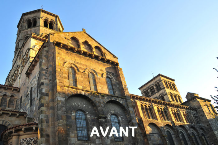 Travaux à l'abbatiale Saint Austremoine : restauration façade Nord davant 2017