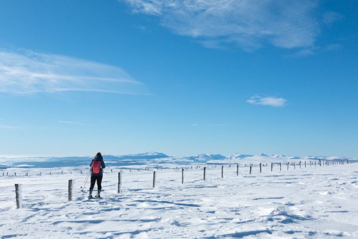 Vue sur le Cantal sous la neige depuis le Signal du Luguet